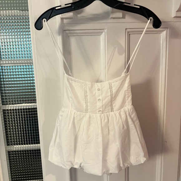 Zara Women’s White Poplin Tank Top Adjustable Straps Buttons Sz M NWT - Picture 2 of 12